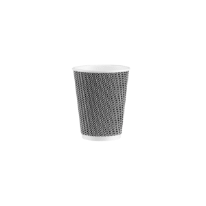 Χάρτινα Κυπελάκια 12oz Διπλότοιχα Ripple – 90mm Γκρι-Μαύρο - 00306
