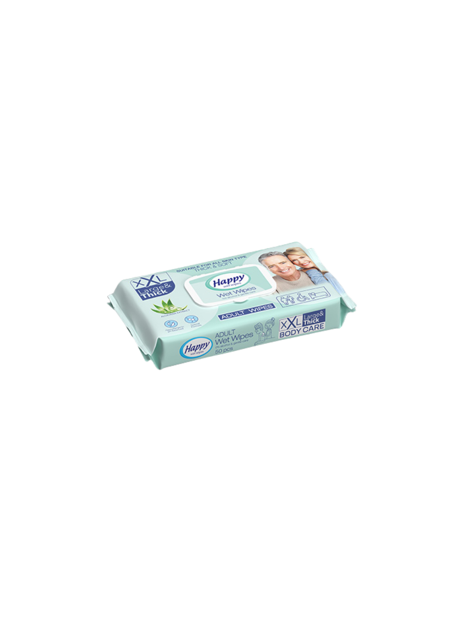 Μωρομάντηλα Happy Libo με καπάκι και Aloe Vera, 72 τεμάχια σε συσκευασία XXL.