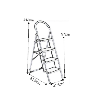 Σκαλοσκαμπό αλουμινίου 4+1 σκαλοπατιών με χειρολαβή και αντιολισθητική βάση